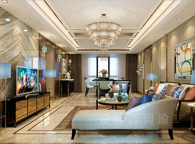 91九色自拍世纪江尚三室两厅168平装修设计效果欣赏
